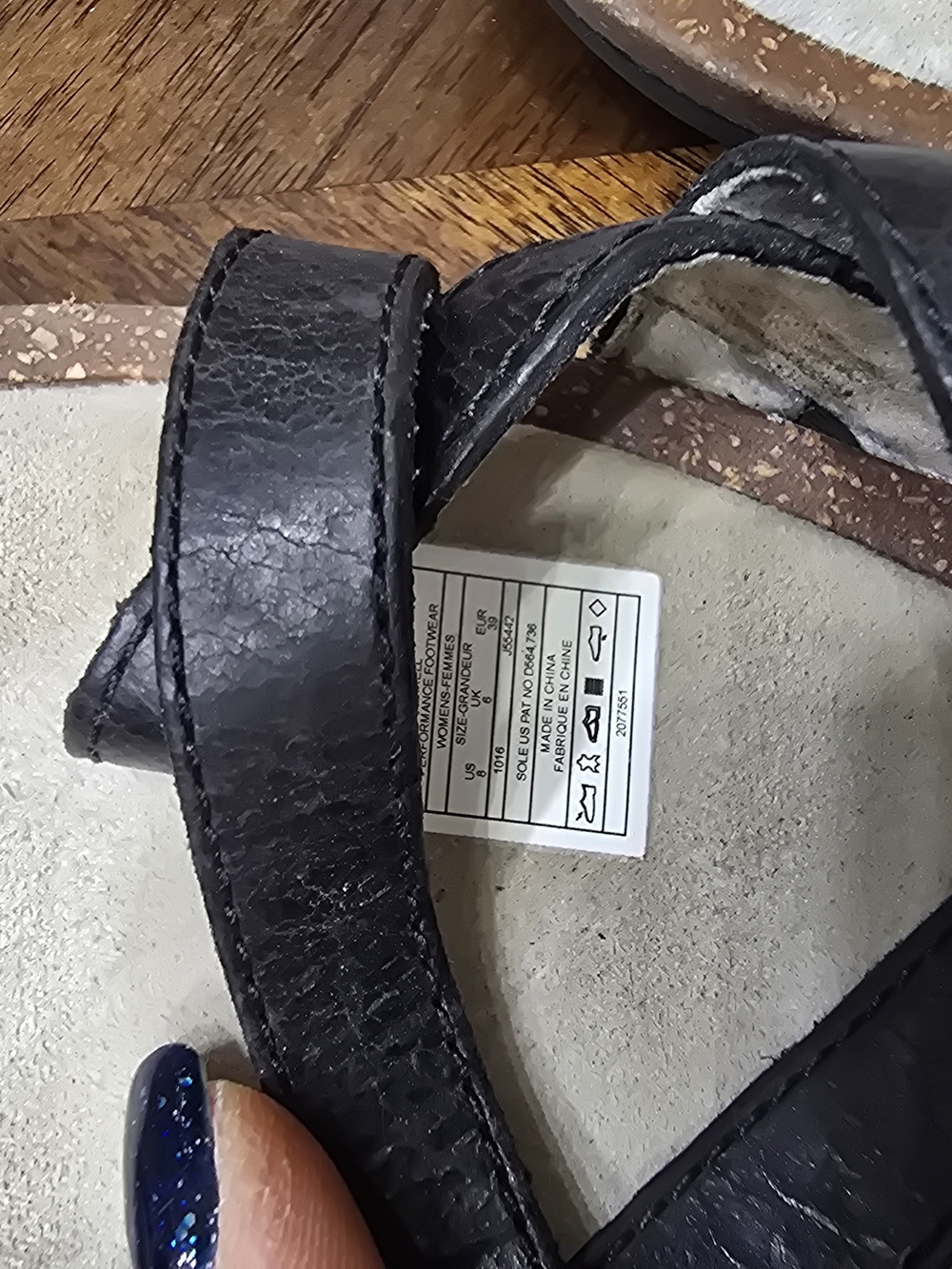 Merrell Black Strappy Cork-Style Wedge Sandals - Picture 4 of 13